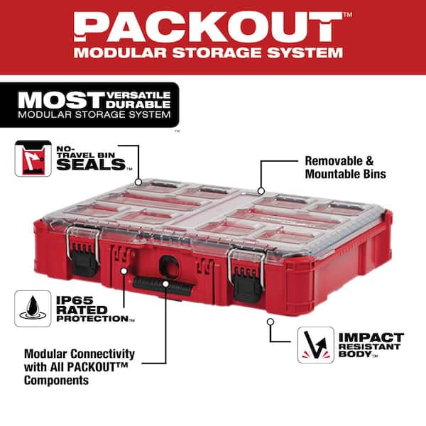 Milwaukee - PACKOUT 11-Compartment Impact Resistant Portable Small Parts Organizer