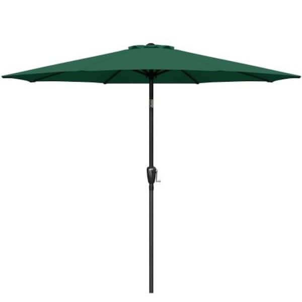 ITOPFOX 9 ft. Deluxe Market Yard Patio Umbrella with Push Button Tilt/Crank, Green