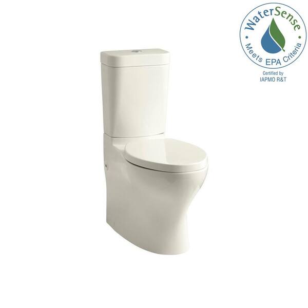 KOHLER Persuade Circ 2-piece 1.0 or 1.6 GPF Dual Flush Elongated Toilet in Biscuit, Seat Not Included