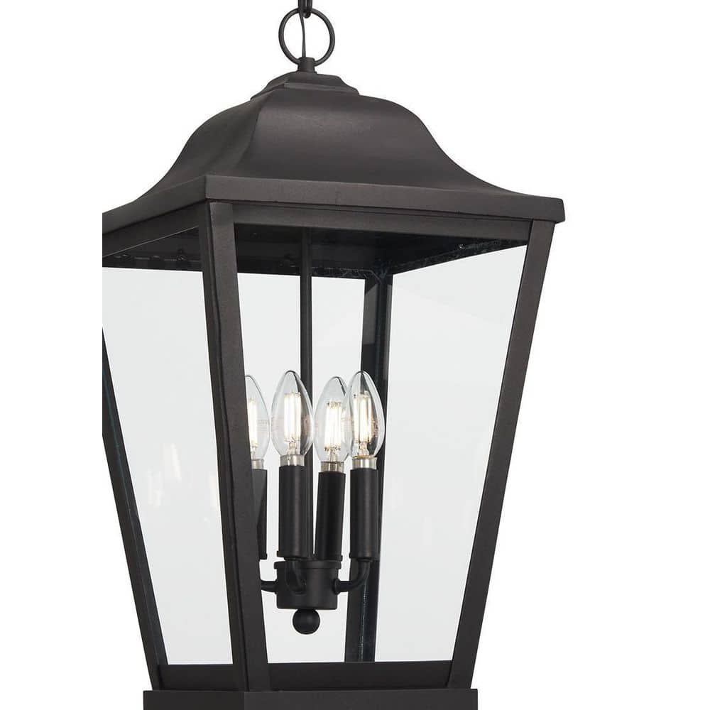 Savannah Sand Coal Clear Glass 4-Light Outdoor Pendant