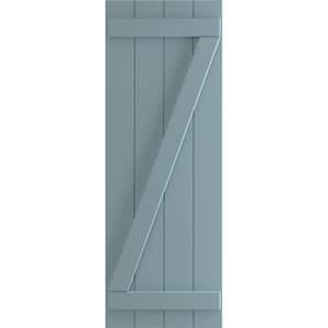 21-1/2 in. x 39 in. True Fit PVC 4-Board Joined Board and Batten Shutters with Z-Bar, Peaceful Blue (Per Pair)