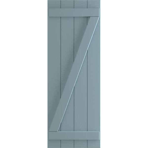 Ekena Millwork 21-1/2 in. x 55 in. True Fit PVC 4-Board Joined Board and Batten Shutters with Z-Bar Pair in Peaceful Blue