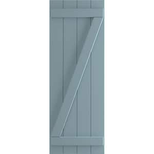 21-1/2 in. x 58 in. True Fit PVC 4-Board Joined Board and Batten Shutters with Z-Bar, Peaceful Blue (Per Pair)