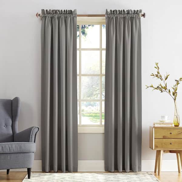 Gregory Gray Polyester 54 in. W x 108 in. L Rod Pocket Room Darkening Curtain (Single Panel)