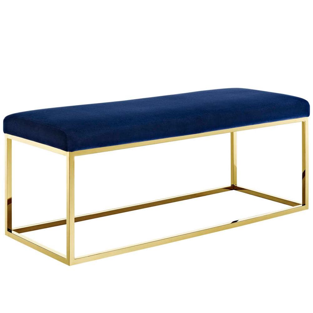 MODWAY Anticipate Fabric Bench in Gold Navy EEI2851GLDNAV The Home