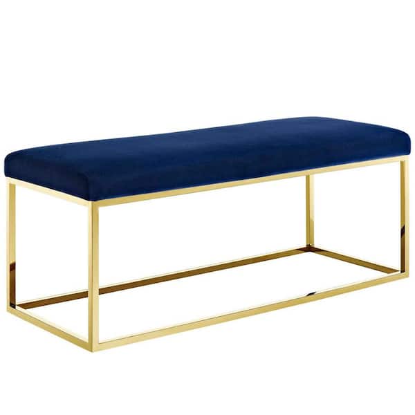 MODWAY Anticipate Fabric Bench in Gold Navy