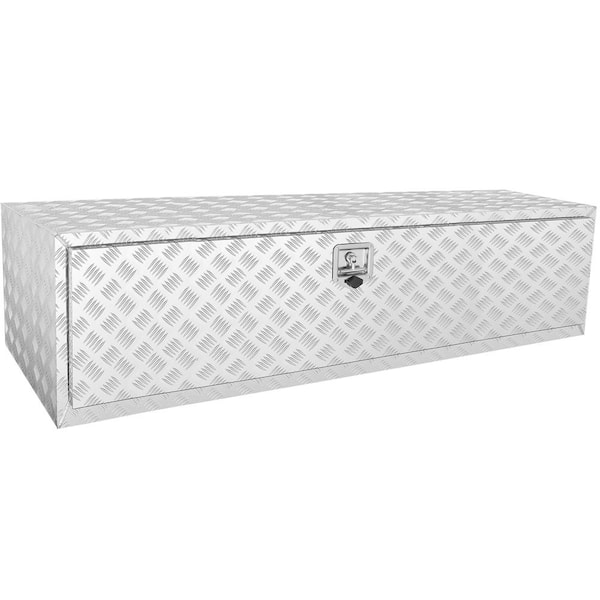 SKYSHALO Underbody Truck Box, 60x24x24 in. Pickup Storage Box, Heavy Duty Aluminum Diamond Plate Tool Box with Lock