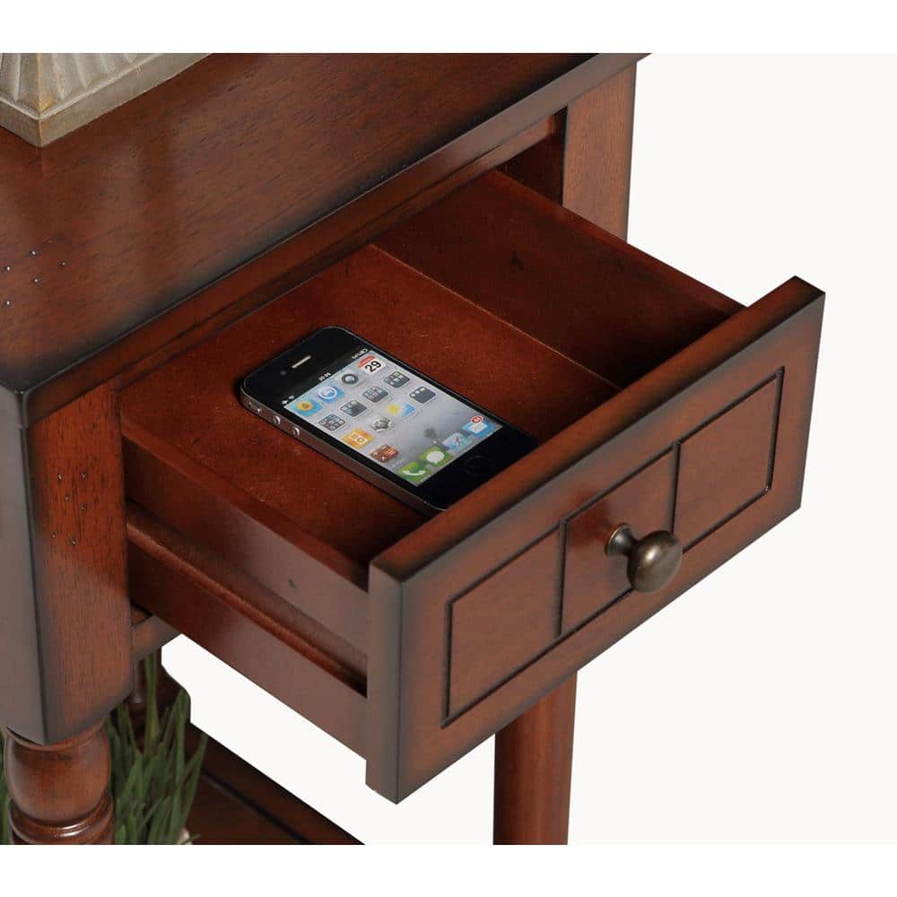 French Country Khloe Mahogany Accent Table with Storage