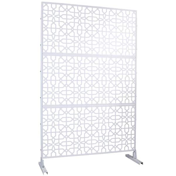 Miscool Anky 76 in. H x 48 in. W Steel Garden Fence, Metal Privacy Screens and Panels with Free Standing in White