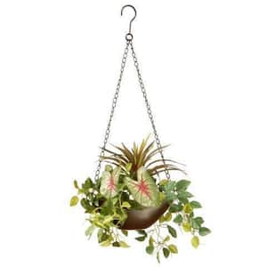 9 in. Artificial Assorted Greens Hanging Basket