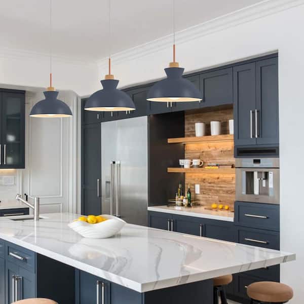 Matisse 1-Light Blue Single Dome Pendant Light with Metal Shade