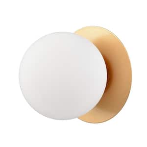 5.5 in. 1-Light Gold Vanity Light with Frosted Glass Shade