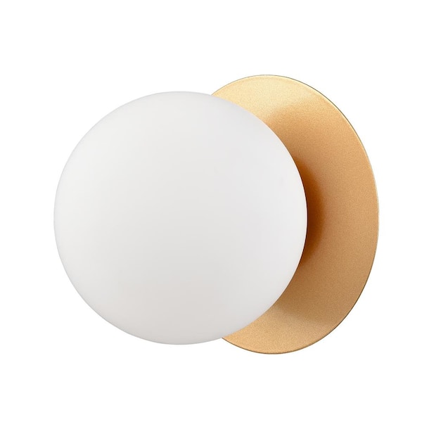 CLAXY 5.5 in. 1-Light Gold Vanity Light with Frosted Glass Shade