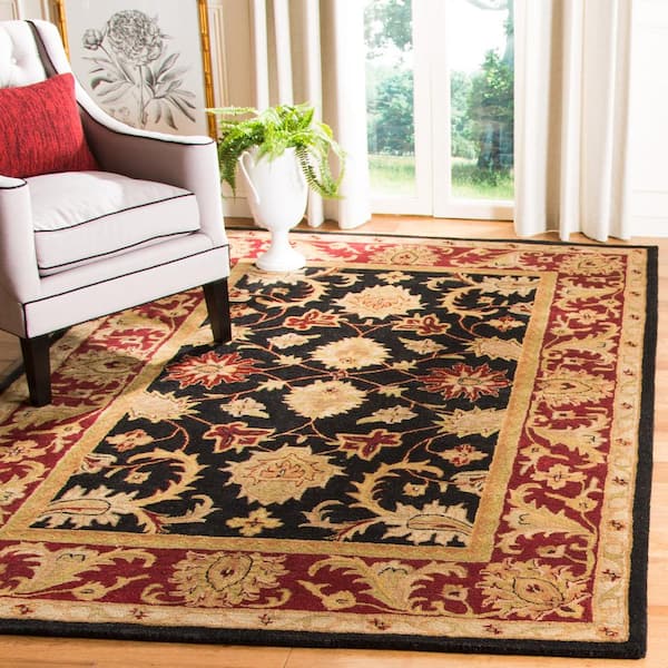 Classic Black/Burgundy Doormat 2 ft. x 3 ft. Border Area Rug