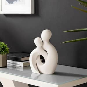 Hans Cream Abstract Intersecting Circle Tender Couple Decorative Accent Matte Ceramic Sculpture Figure