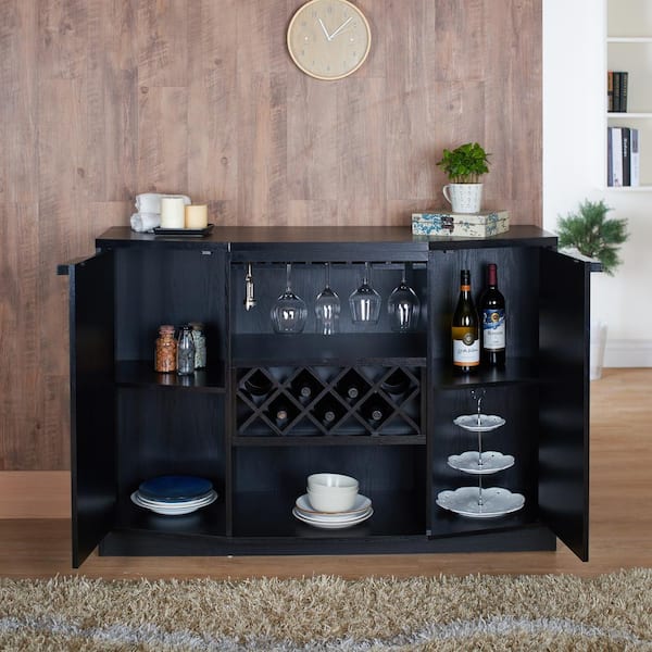 Black buffet with online wine rack