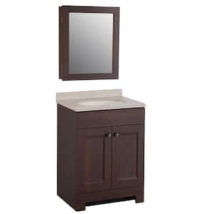 Aspen 24 in. W x 18 in. D x 36 in. H Single Sink Bath Vanity in Truffle with White Cast Polymers Top and Mirror