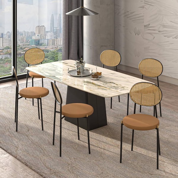 Leisuremod Euston Brown Velvet Dining Chair Set of 2