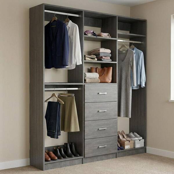 MODULAR CLOSETS Alto Collection 78 in. W Grey Wall Mounted Double