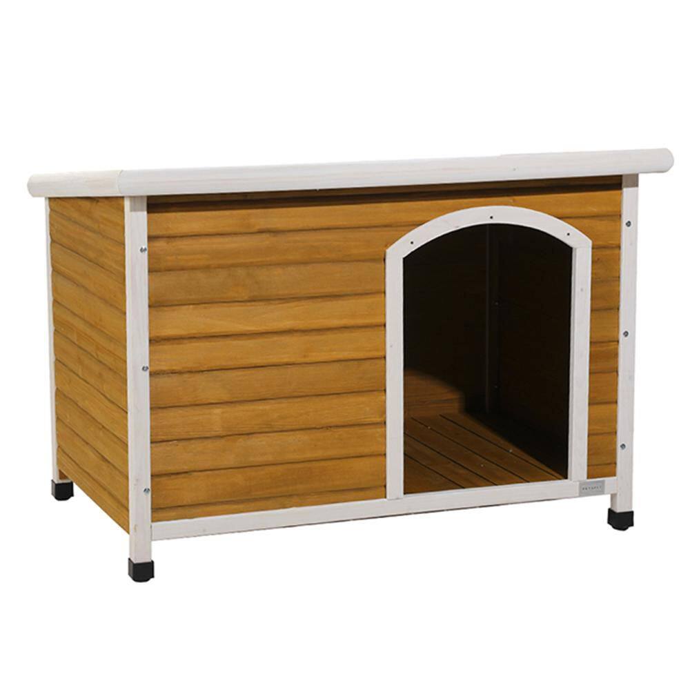 Fresh Look at Yellow Medium Wooden Outdoor Dog House With Waterproof Roof Elevated