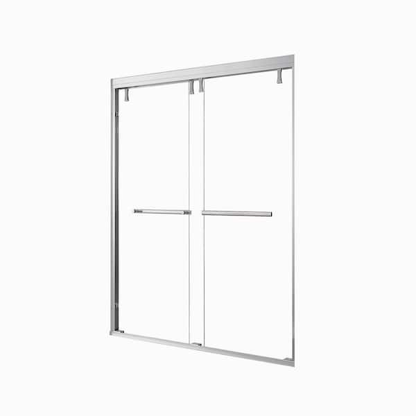 60 in. W x 76 in. H Double Sliding Frameless Shower Door in Chrome with 5/16 in. Tempered Glass