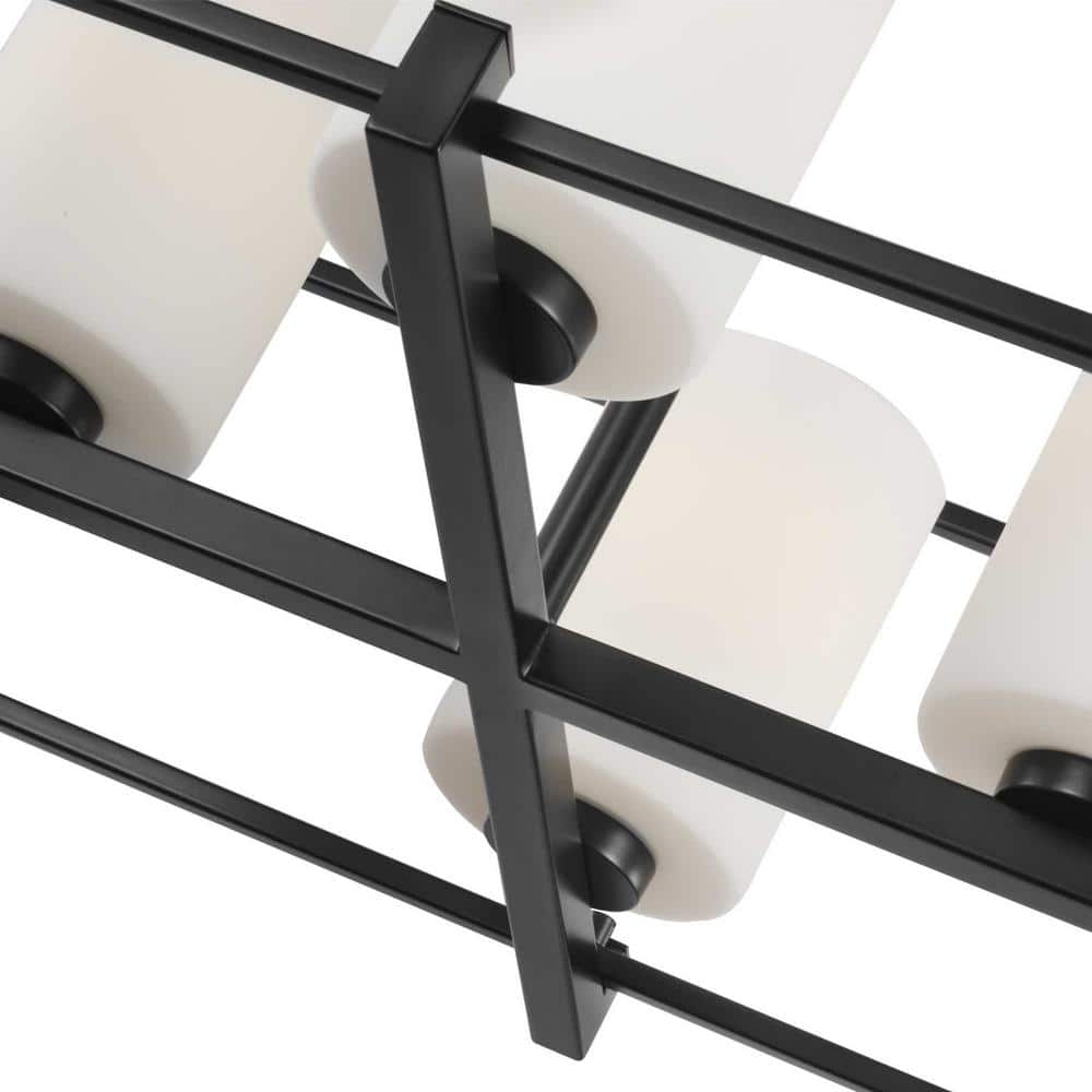 Chadwick Matte Black 4-Light Wall Bracket with Opal Glass Shades