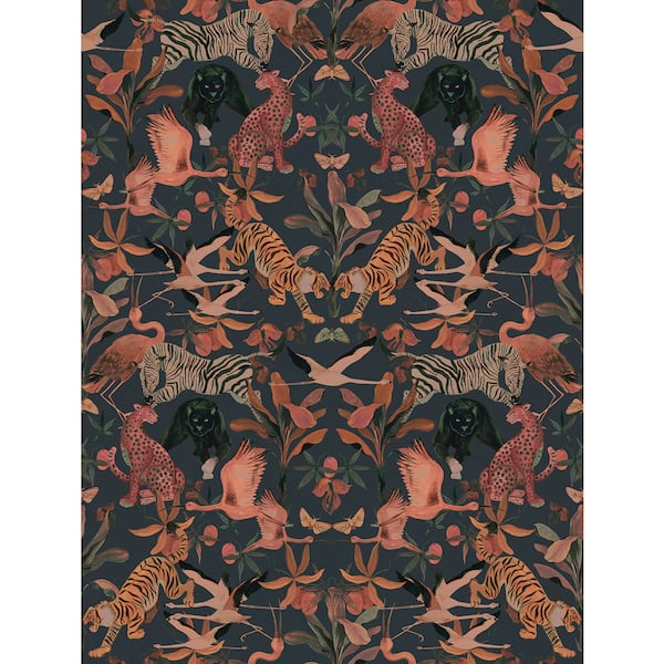 Heron Green Magic Animals Print Non Woven Non-Pasted Textured Wallpaper 68 sq. ft.