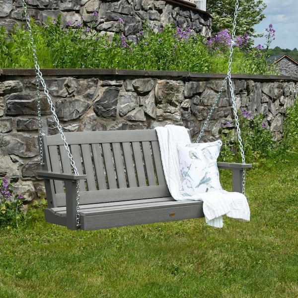 Highwood Lehigh 4 ft. 2-Person Coastal Teak Recycled Plastic Porch Swing