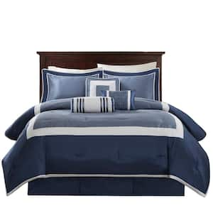 Abigail 7-Piece Navy Cal King Polyester Comforter Set