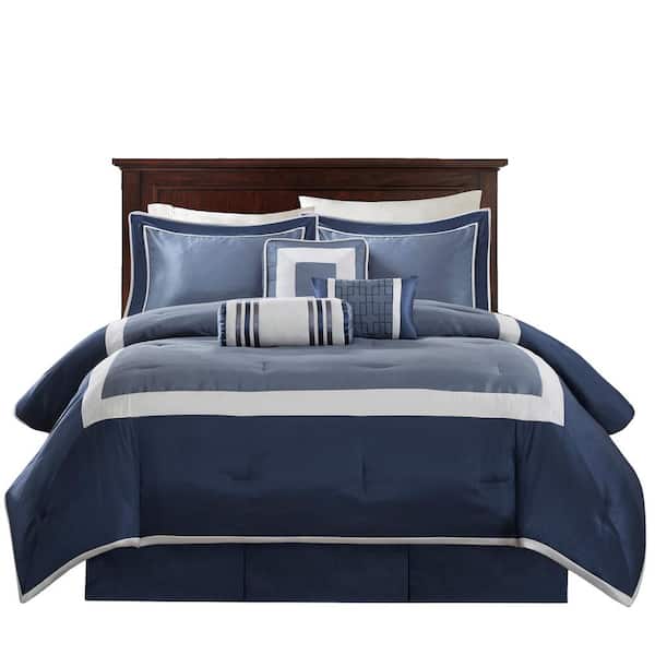 Madison Park Abigail 7-Piece Navy Cal King Polyester Comforter Set