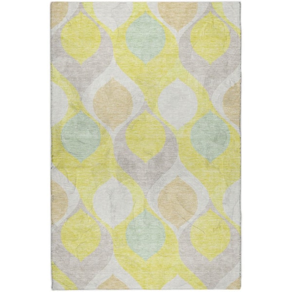 Abstract Pattern Shag Rugs Addison Rugs Dream Shag Premium Machine Washable Abstract ADS749 Yellow ...
