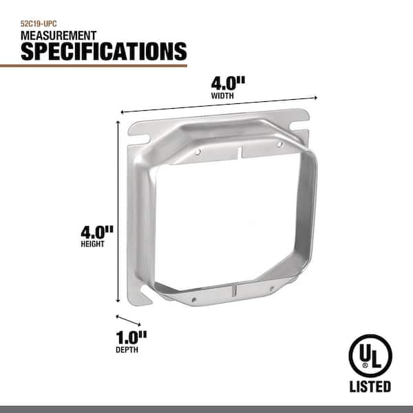 Southwire 4 in. W Steel Metallic 2-Gang 2-Device 1 in. Raised Mud