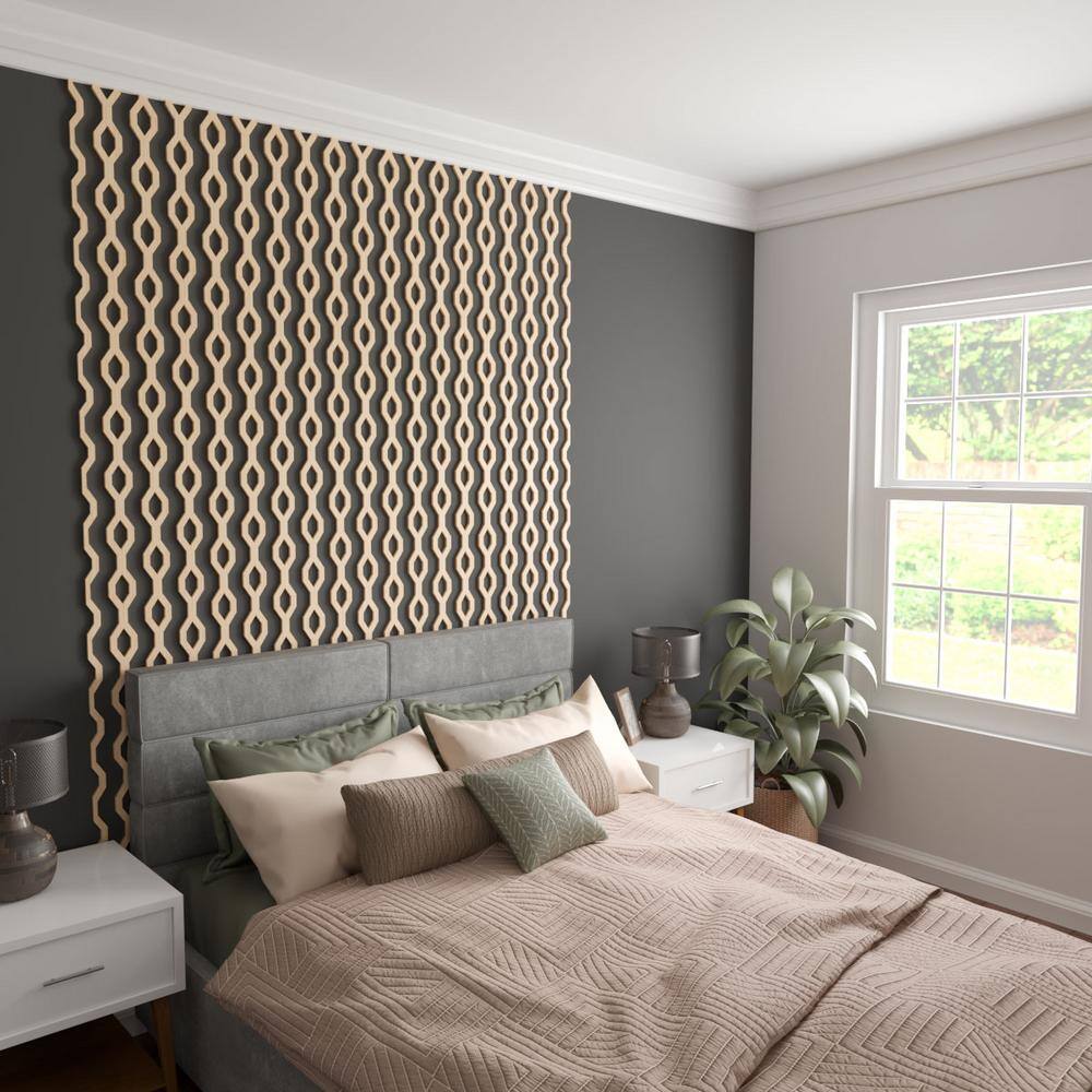 47" Hickory Adjustable Wood Slat Wall Panel Kit