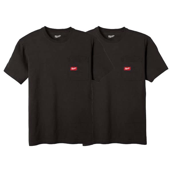 Men's 2X-Large Black GRIDIRON Cotton/Polyester Gen ll Short-Sleeve Pocket T-Shirt (2-Pack)