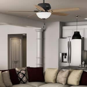 Reveille 60 in. Indoor Matte Black Ceiling Fan with Light Kit Included