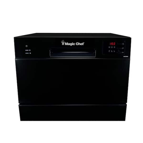 Magic Chef 21 in. Black Electronic Countertop 120-volt Dishwasher with 6-Cycles, 6 Place Settings Capacity