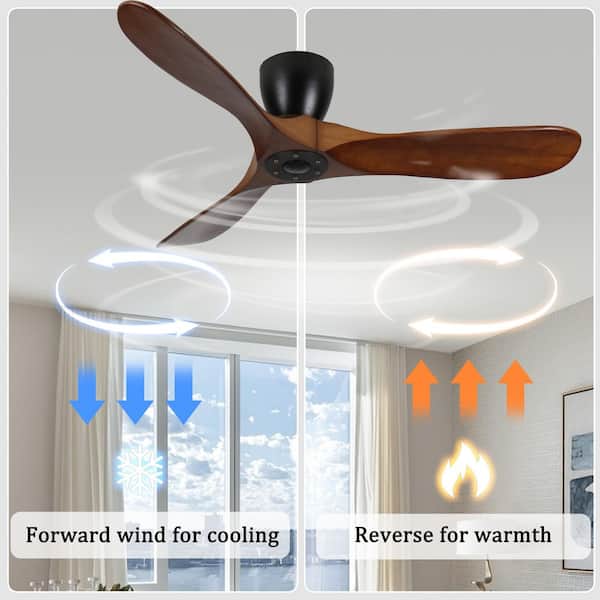 42 in. W Indoor Black Flush Mount Standard Wood Ceiling Fan with Remote Control, no Light