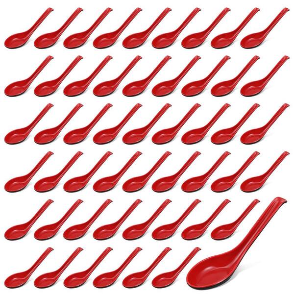 100-Pack Asian Soup Spoons 6.3 in. Chinese Style for Miso Soup Pho Ramen Noodle Dumpling and Wonton Bowl