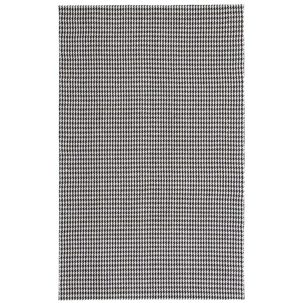 Handmade Black Wool Abstract Rectangular Rug, 3x5 Feet