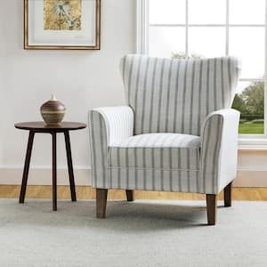 Rupert Transitional Grey Polyester Armchair with Flared Arms and Wingback