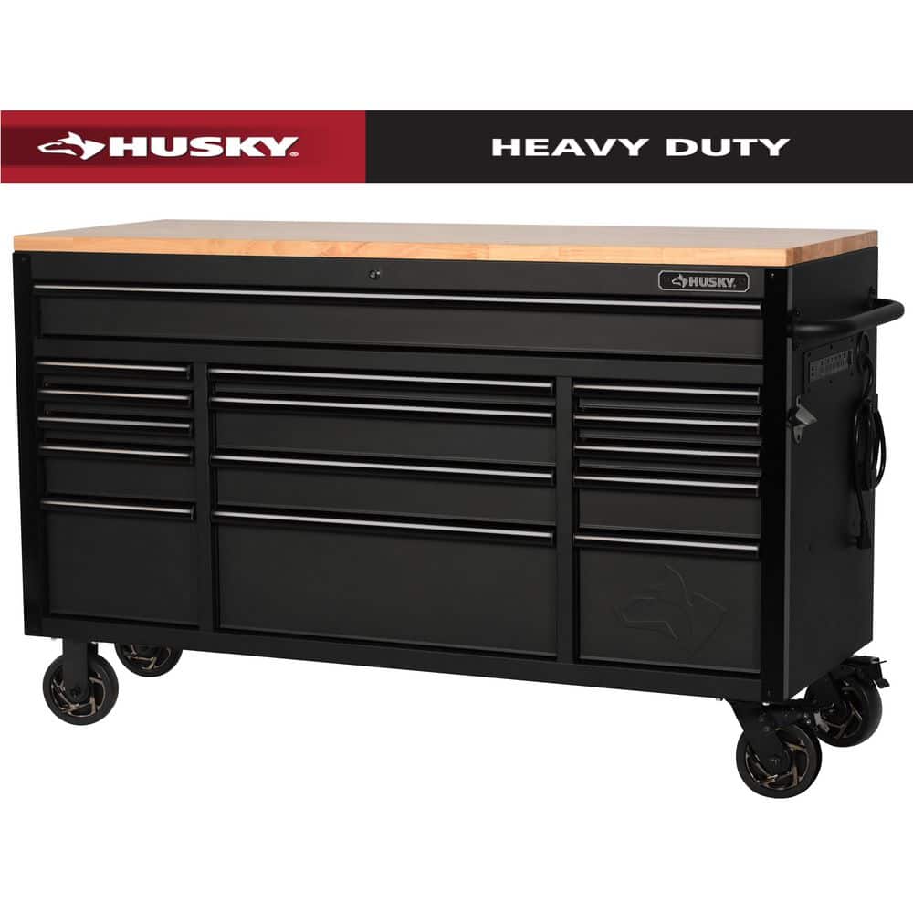 Husky 61 in. W x 23 in. D Heavy Duty 15-Drawer Mobile Workbench