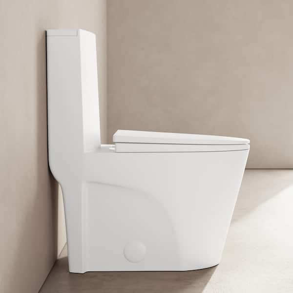 St. Tropez 1-Piece 1.1/1.6 GPF Dual Flush Elongated Toilet in Glossy White