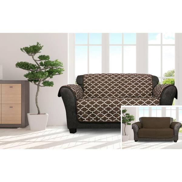 Duck River Coby Chocolate Reversible Water Resistent Microfiber Loveseat Cover