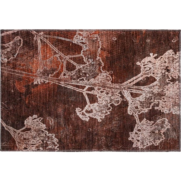 Mayfield Premium Machine Washable Abstract AMF2239 Merlot 2 ft. x 3 ft. Accent Rug