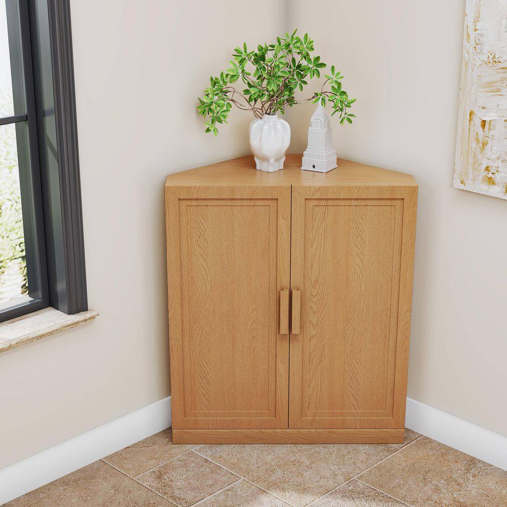 Solid Wood Light Brown 36 in. H Corner Cabinet Storage Cabinet with Adjustable Shelves price history on PriceWatchPro