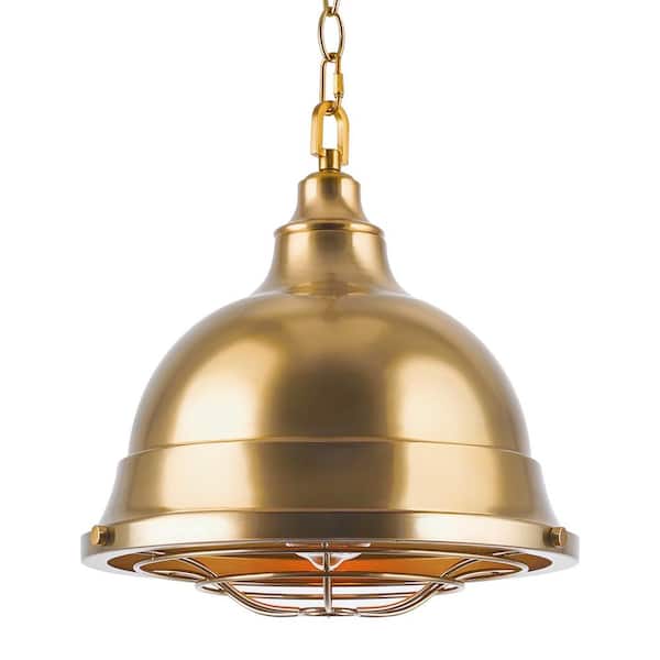 Kira Home Liberty 60-Watt 1-Light Cool Brass Industrial Pendant Light with Cool Brass Shade, No Bulb Included