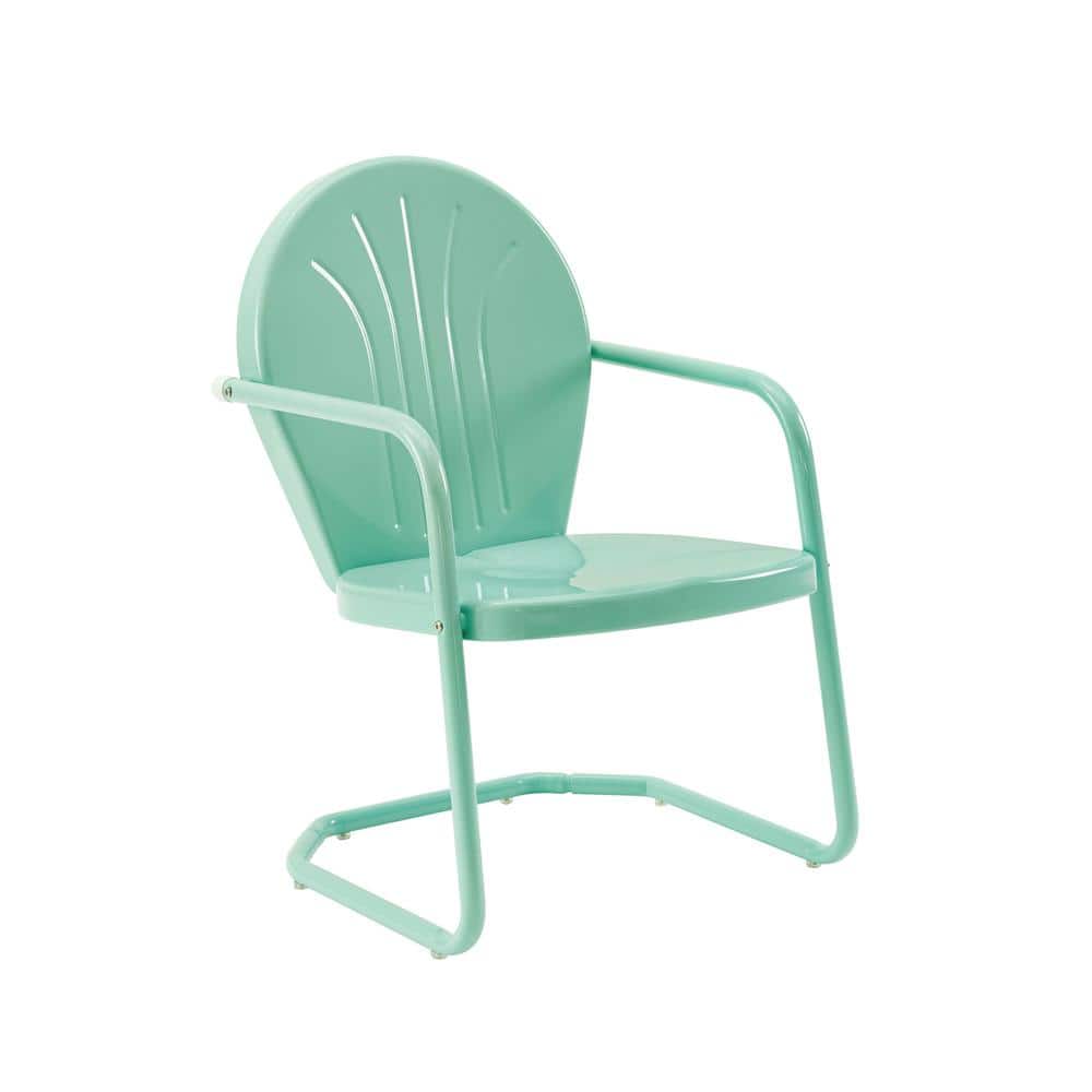 Aqua Gloss Steel Retro Outdoor Patio Chair