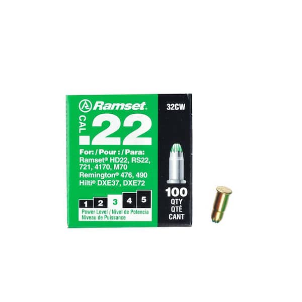 Ramset 0.22 Steel & Concrete Strip/Single-Use Load/Booster Caliber Green Single Shot Powder Loads (100 Per Pack)