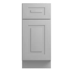 Grayson Pearl Gray Painted Plywood Shaker Assembled Base Kitchen Cabinet Soft Close 15 in W x 24 in D x 34.5 in H