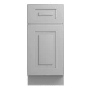 Grayson Pearl Gray Painted Plywood Shaker Assembled Bath Cabinet Soft Close Left 15 in W x 21 in D x 34.5 in H
